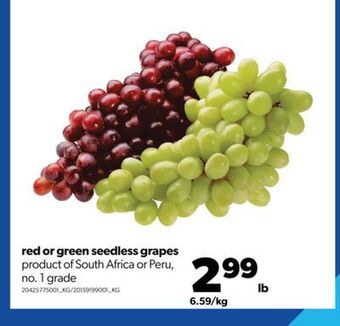 Real Canadian Superstore Red or green seedless grapes offer