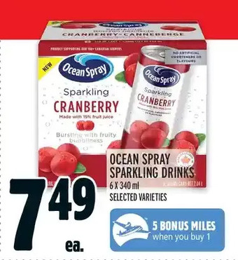 Metro Ocean spray sparkling drinks offer