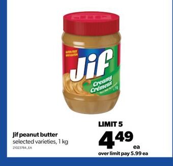Real Canadian Superstore Jif peanut butter, 1 kg offer