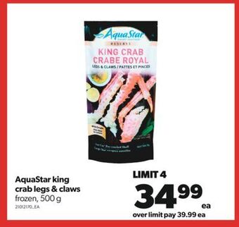 Real Canadian Superstore Aquastar king crab legs & claws, 500 g offer