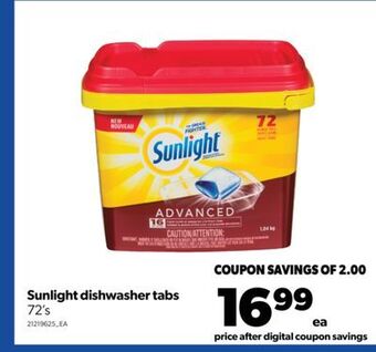 Real Canadian Superstore Sunlight dishwasher tabs, 72's offer