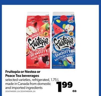 Real Canadian Superstore Fruitopia or nestea or peace tea beverages, 1.75 l offer