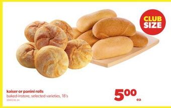 Real Canadian Superstore Kaiser or panini rolls, 18's offer