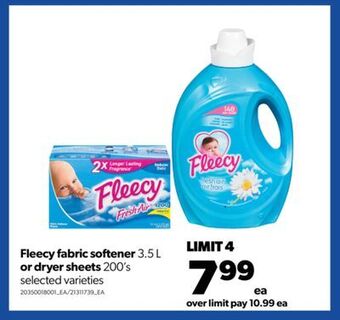Real Canadian Superstore Fleecy fabric softener, 3.5 l or dryer sheets, 200's offer