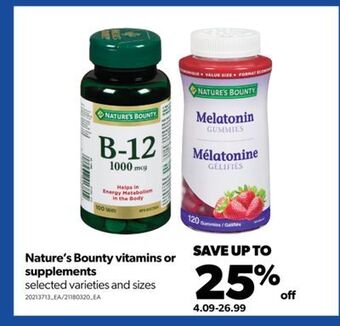 Real Canadian Superstore Nature's bounty vitamins or supplements offer