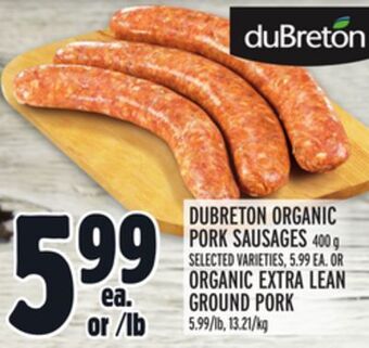 Metro Dubreton organic pork sausages offer
