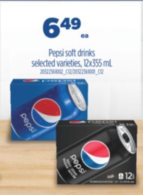 Real Canadian Superstore Pepsi soft drinks, 12x355 ml offer