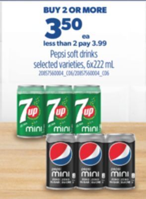 Real Canadian Superstore Pepsi soft drinks, 6x222 ml offer