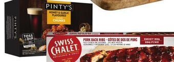 Sobeys Pinty's chicken wings, fillets, chunks or breaded burgers, strips, nuggets or compliments pork back ribs offer