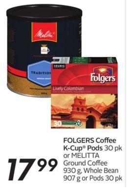 Sobeys Folgers coffee k-cup® pods offer