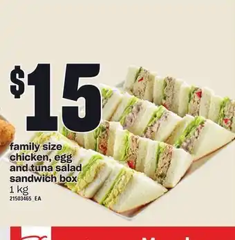 Loblaws Family size chicken, egg and tuna salad sandwich box, 1 kg offer