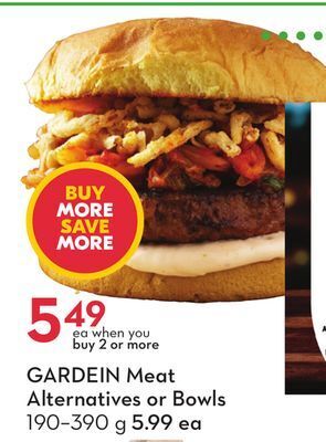 Sobeys Gardein meat alternatives or bowls offer