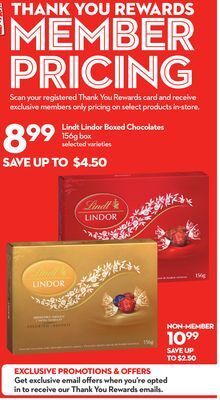 Longo's Lindt lindor boxed chocolates offer