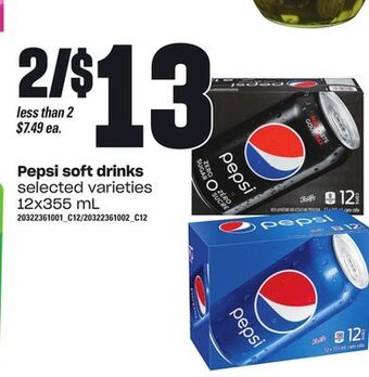 Loblaws Pepsi soft drinks, 12x355 ml offer