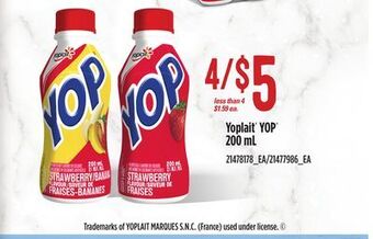Loblaws Yoplait® yop®, 200 ml offer