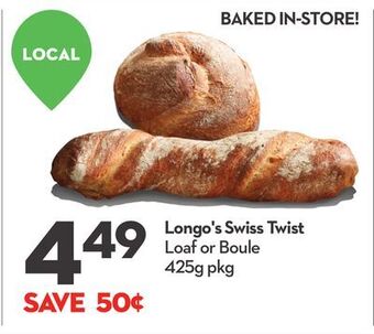 Longo's Longo's swiss twist loaf or boule offer