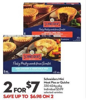 Longo's Schneiders mini meat pies or quiche offer