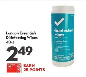 Longo's Longo's essentials disinfecting wipes offer