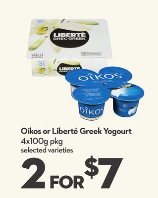 Longo's Oikos or liberté greek yogourt offer