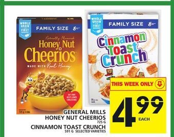 Food Basics General mills honey nut cheerios or cinnamon toast crunch offer