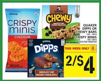 Food Basics Quaker dipps or chewy bars or crispy minis offer