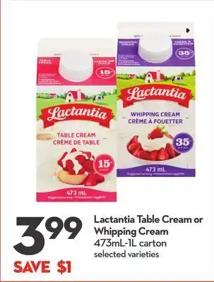 Longo's Lactantia table cream or whipping cream offer