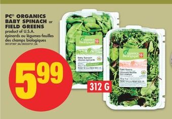 No Frills Pc® organics baby spinach or field greens offer