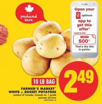 No Frills Farmer's market™ white or russet potatoes, 10 lb bag offer
