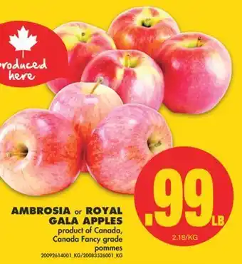 No Frills Ambrosia or royal gala apples offer