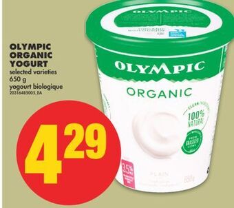 No Frills Olympic organic yogurt, 650 g offer