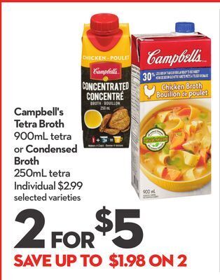 Longo's Campbell's tetra broth 900ml tetra or condensed broth 250ml tetra offer