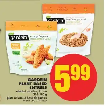 No Frills Gardein plant based entrées, 205-390 g offer