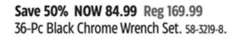 Canadian Tire Stanley 36-pc black chrome wrench set offer