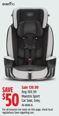 Canadian Tire Evenflo maestro sport car seat, grey offer