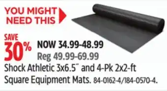Canadian Tire Shock athletic 3x6.5˝ and 4-pk 2x2-ft square equipment mats offer