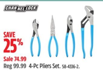 Canadian Tire Channellock 4-pc pliers set offer