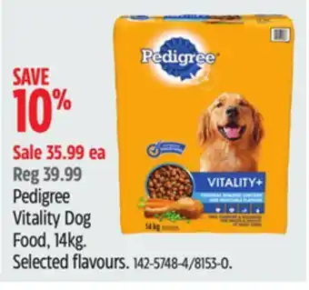 Canadian Tire Pedigree vitality dog food, 14kg offer