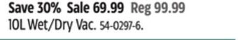 Canadian Tire Mastervac 10l wet/dry vac offer