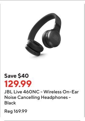 Staples Jbl live 460nc - wireless on-ear noise cancelling headphones - black offer