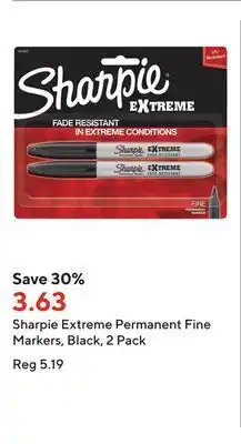 Staples Sharpie extreme permanent fine markers, black, 2 pack offer