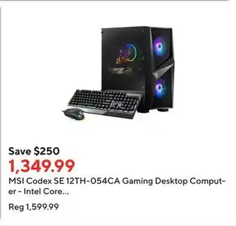 Staples Msi codex se 12th-054ca gaming desktop computer - intel core i5-12400f - 500 gb ssd - 16 gb ram - windows 11 home offer
