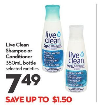 Longo's Live clean shampoo or conditioner offer