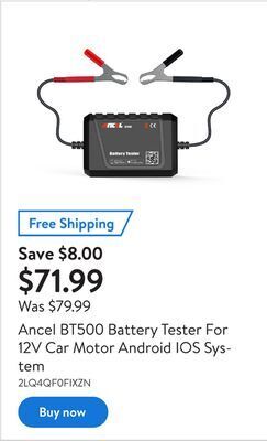 Walmart Ancel bt500 battery tester for 12v car motor android ios system offer