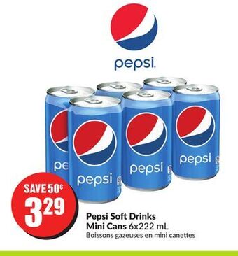 Chalo FreshCo Pepsi soft drinks mini cans 6x222 ml offer
