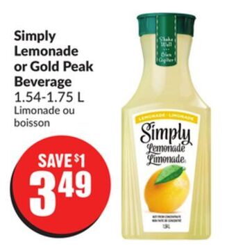 Chalo FreshCo Simply lemonade or gold peak beverage 1.54-1.75 l offer