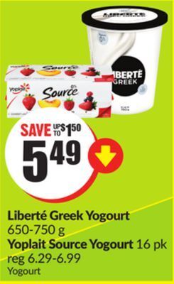Chalo FreshCo Liberté greek yogourt 650-750 g yoplait source yogourt 16 pk offer
