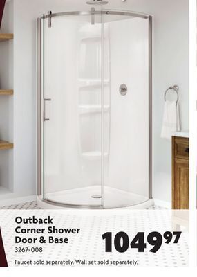 Home Hardware Outback corner shower door & base offer