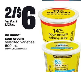 Zehrs Markets No name® sour cream, 500 ml offer