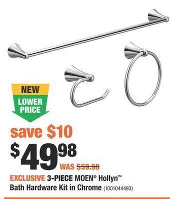 Home Depot 3-piece moen® hollyn™ bath hardware kit in chrome offer