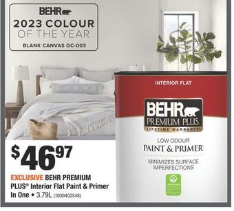 Home Depot Behr premium plus® interior flat paint & primer offer
